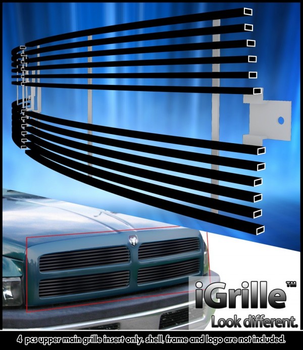 Stainless Black 1 pc Grille Insert 94-01 Dodge Ram Non Sport